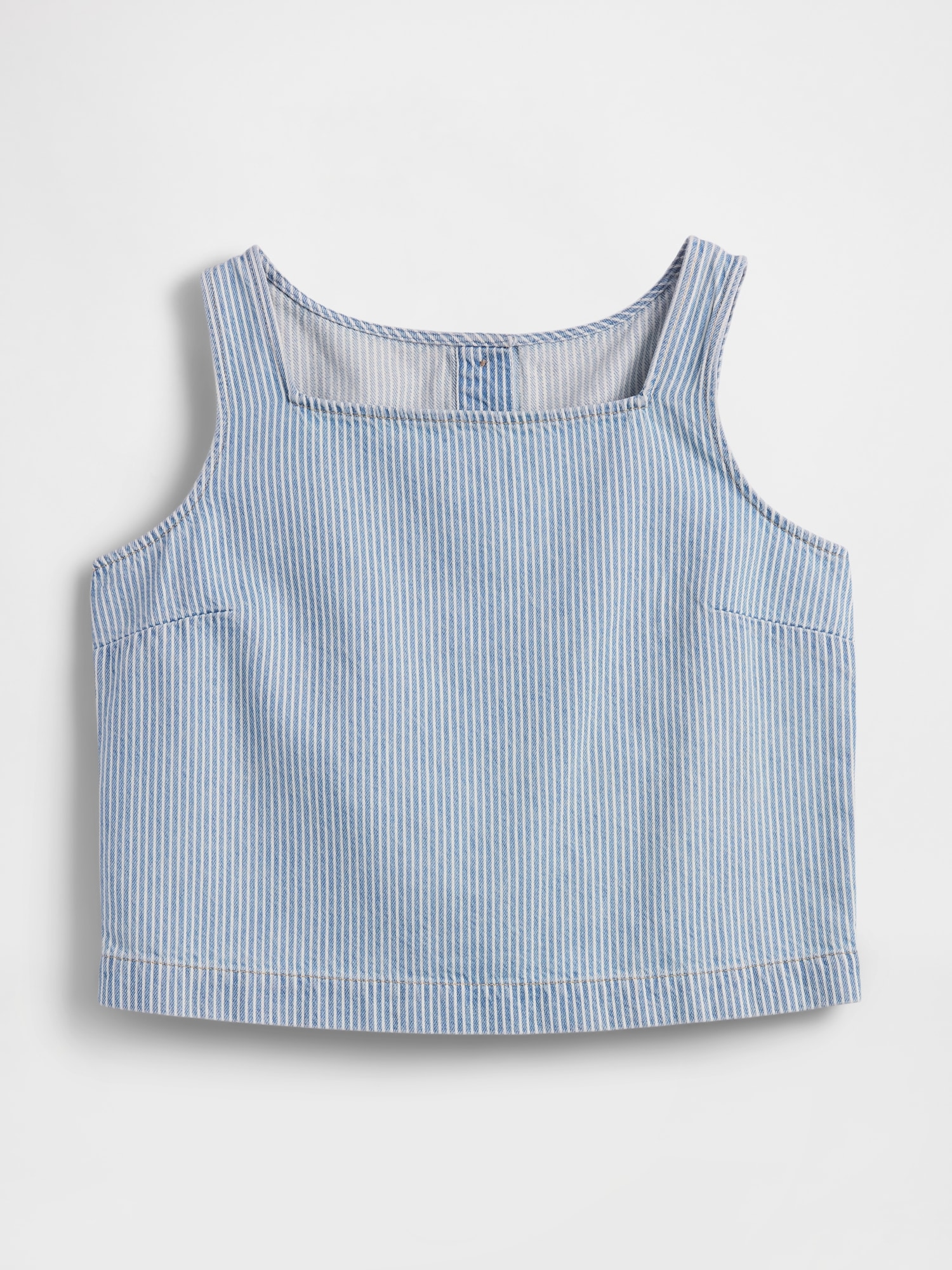 UltraSoft Denim Stripe Crop Shell Tank Top