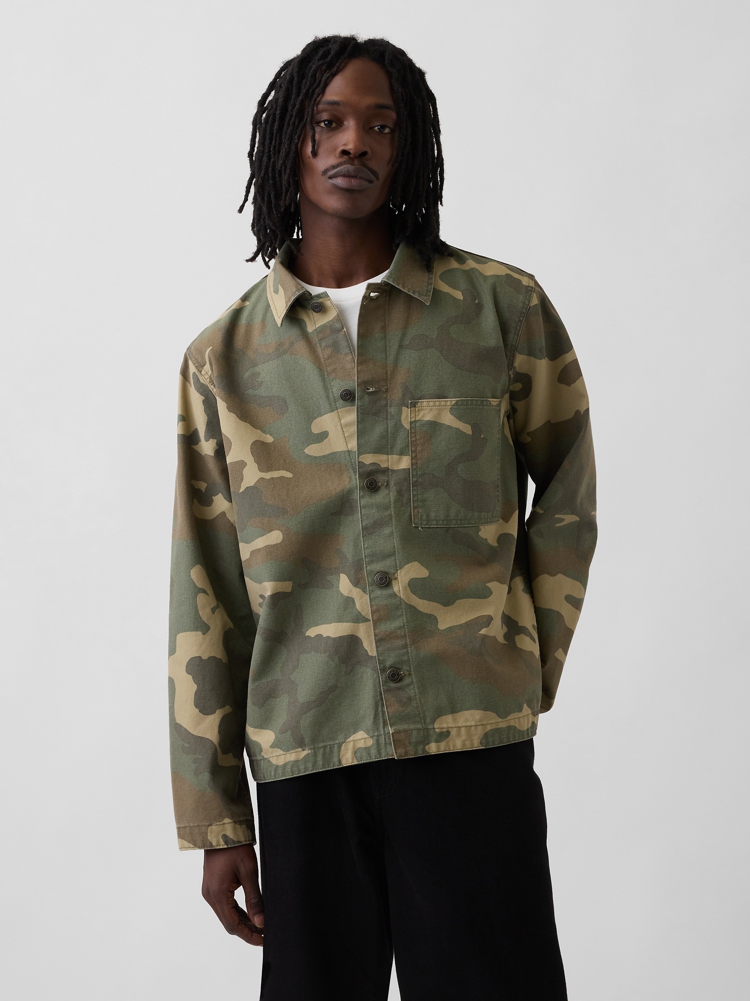 Мужские рубашки Gap Canvas Denim Camo Utility Shirt