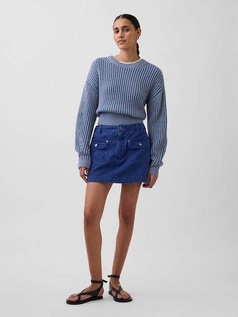 Mid Rise Cargo Mini Skort