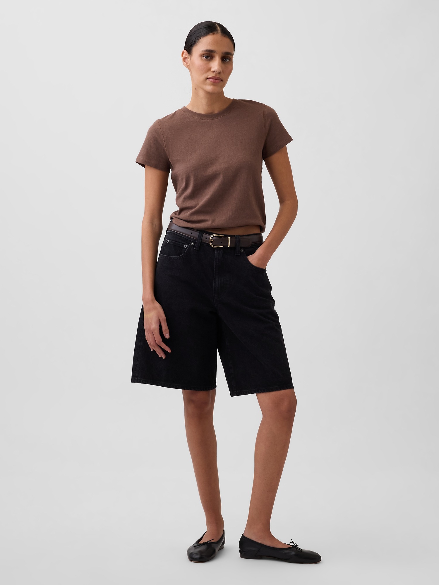 Женская футболка Gap 100% Cotton Authentic Shrunken, цвет: Янтарный коричневый — фото 2