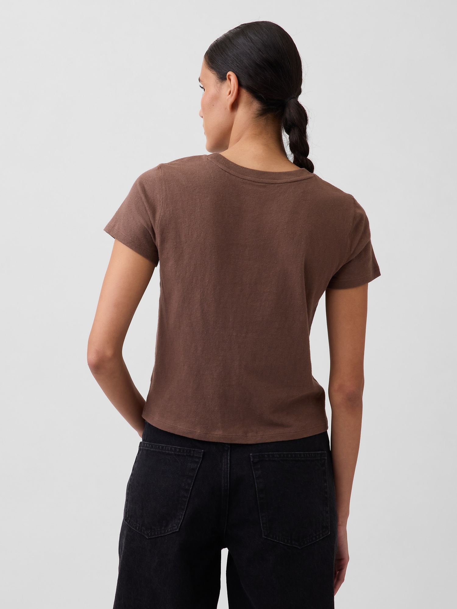 Женская футболка Gap 100% Cotton Authentic Shrunken, цвет: Янтарный коричневый — фото 3
