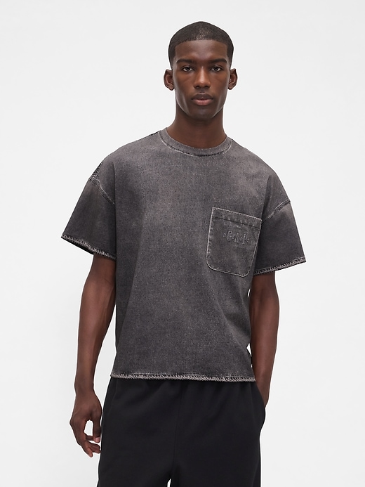 Image number 3 showing, Gap × BÉIS Adult Knit Denim Pocket T-Shirt