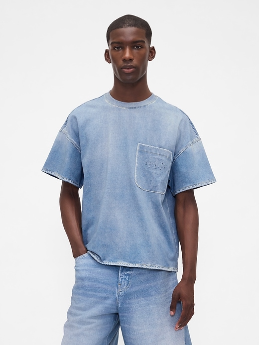 Image number 3 showing, Gap × BÉIS Adult Knit Denim Pocket T-Shirt