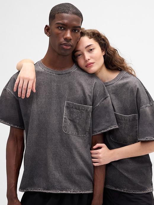 Image number 8 showing, Gap × BÉIS Adult Knit Denim Pocket T-Shirt