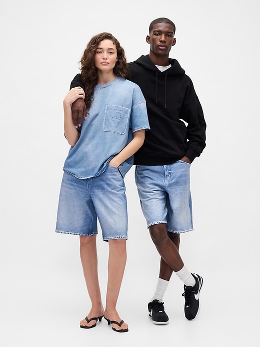 Image number 2 showing, Gap × BÉIS Adult Knit Denim Baggy Shorts