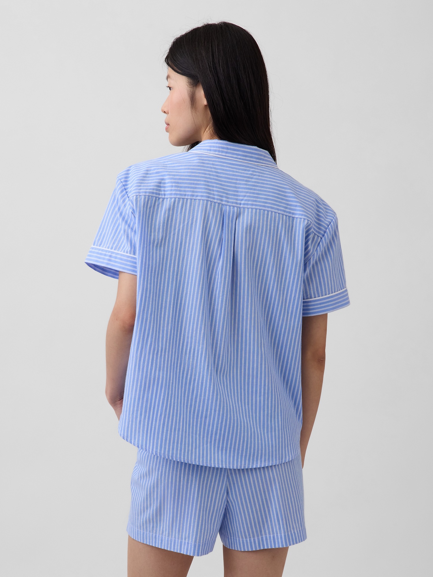Женская рубашка Gap Poplin PJ, цвет: Синий / Белый — фото 3