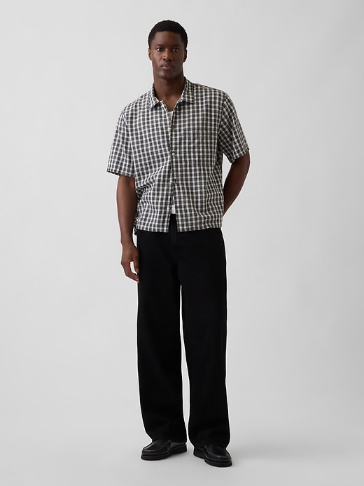 Image number 2 showing, Linen-Cotton Relaxed Straight-Hem Shirt
