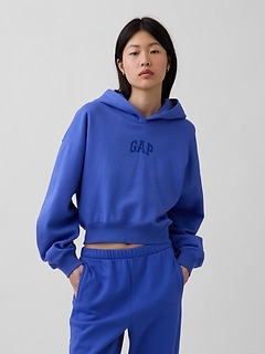 VintageSoft Oversized Crop Logo Hoodie