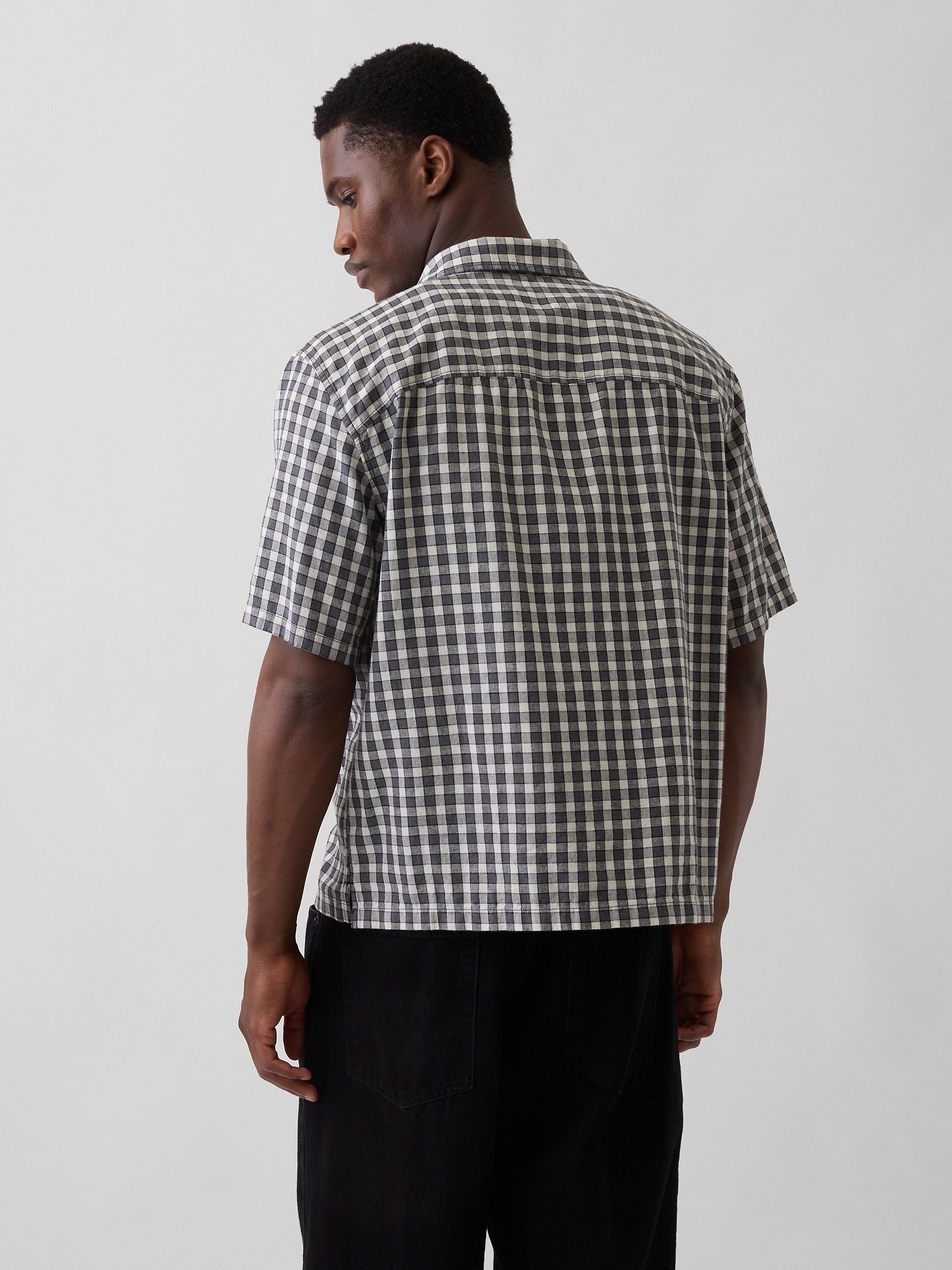 Мужские рубашки Gap Linen-Cotton Relaxed Straight-Hem Shirt — фото 3