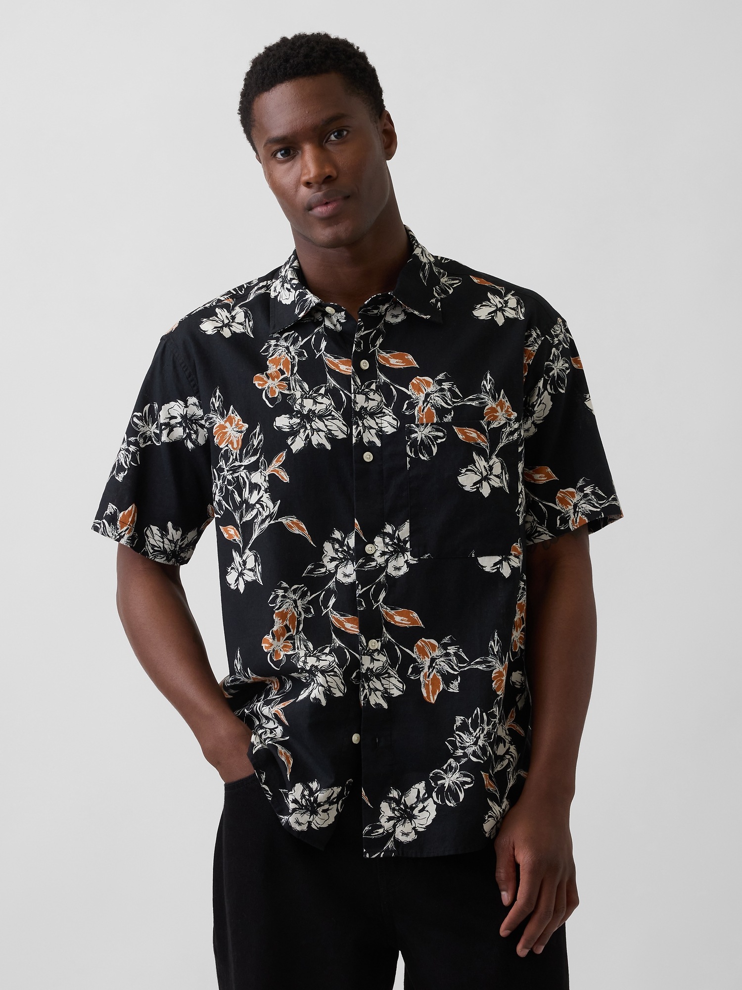 Мужские рубашки Gap Textured Linen-Cotton Shirt