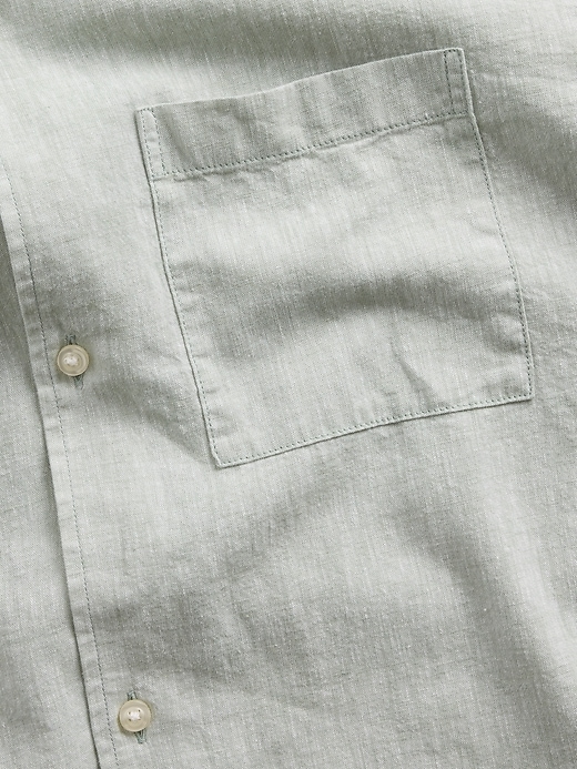 Image number 2 showing, Linen-Cotton Relaxed Straight-Hem Shirt