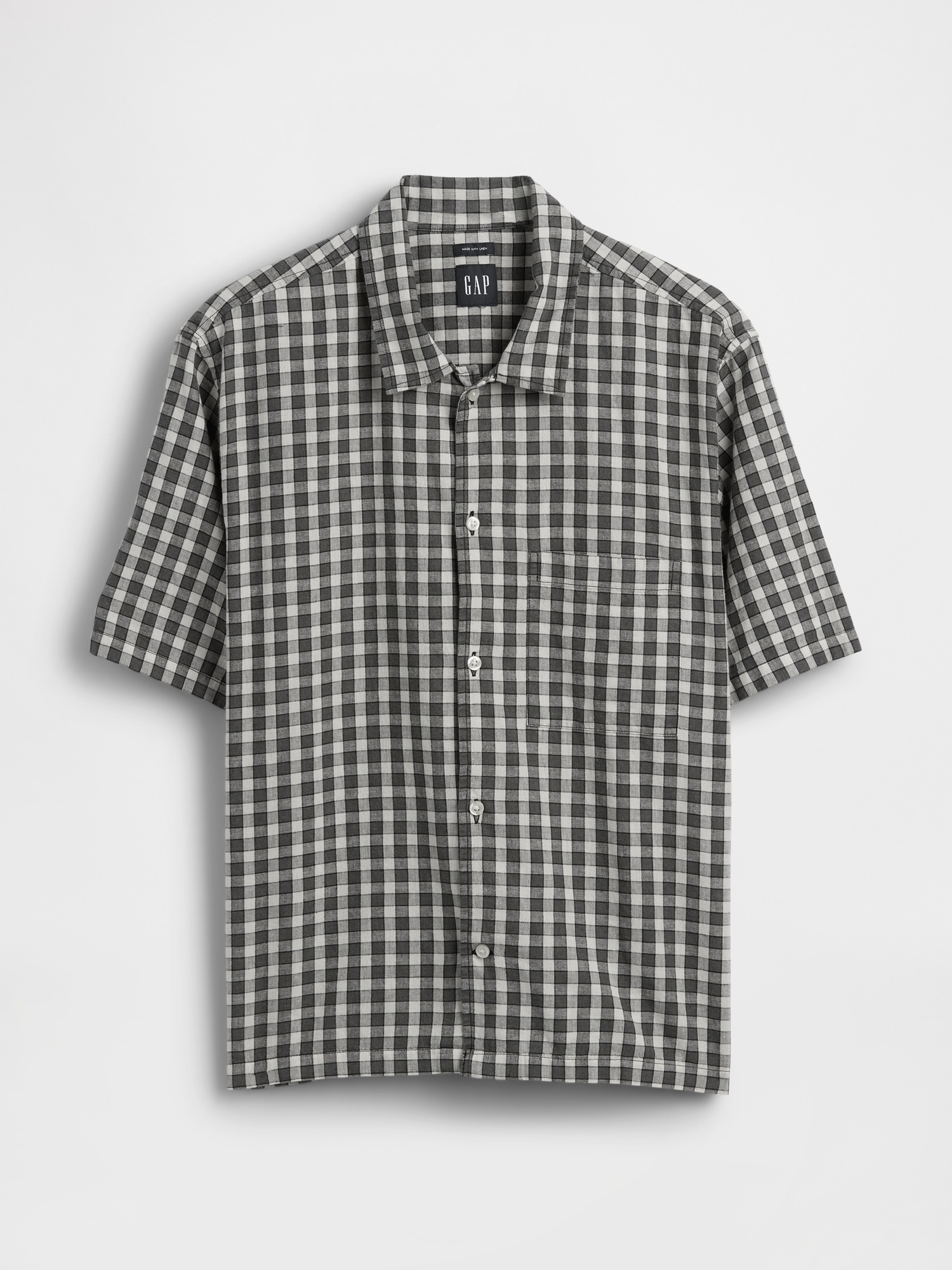 Мужские рубашки Gap Linen-Cotton Relaxed Straight-Hem Shirt — фото 5