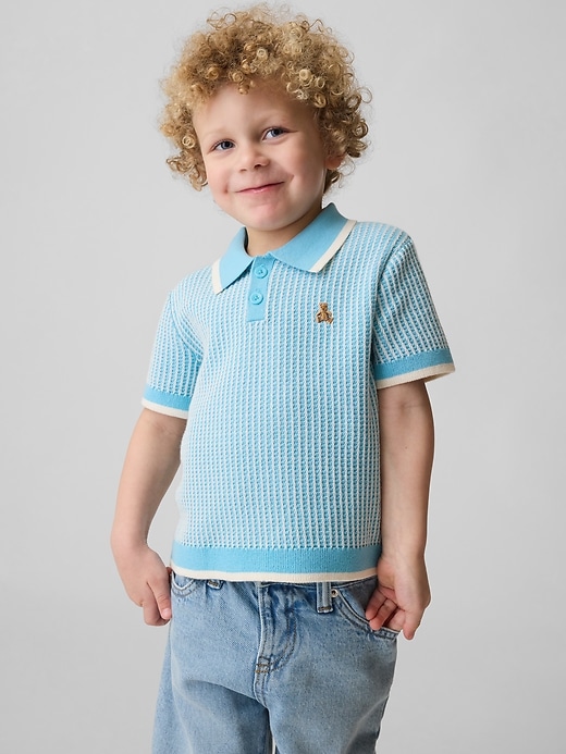 Image number 1 showing, Baby & Toddler Textured Sweater Polo