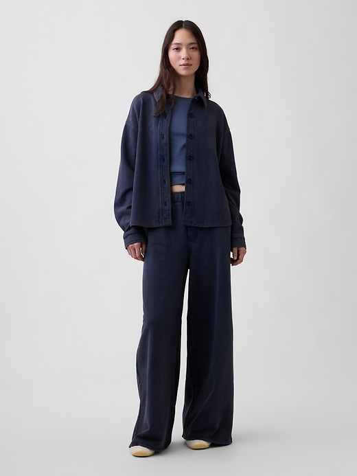Image number 2 showing, French Terry Oversized Button-Front Shirt