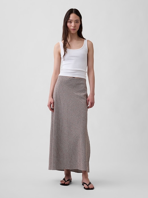 Image number 1 showing, Linen-Blend Maxi Slip Skirt