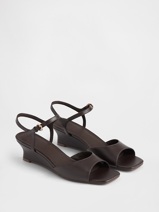 Image number 2 showing, Vegan Leather Wedge Sandals