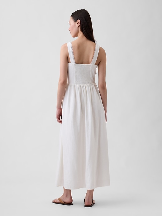 Image number 2 showing, Linen-Blend Lace-Inset Maxi Dress