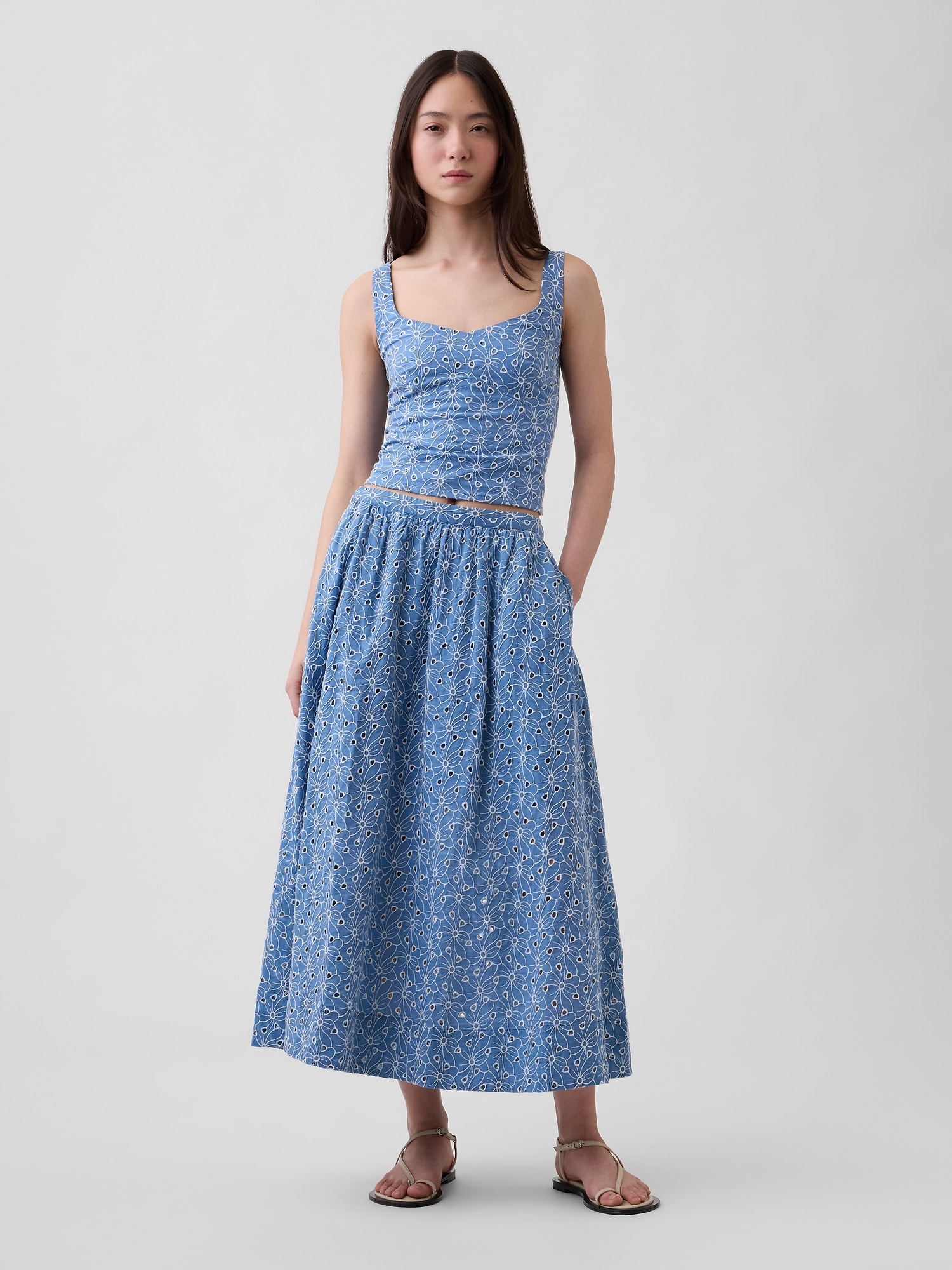 Женские юбки Gap High Rise Eyelet Maxi Skirt