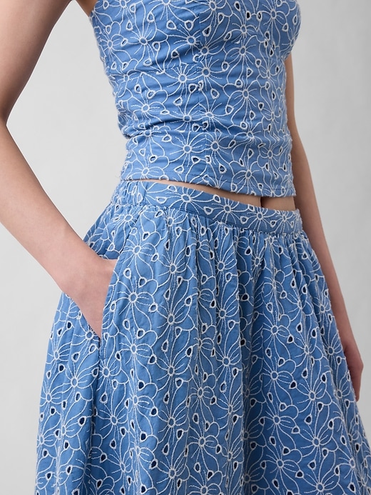 Image number 4 showing, High Rise Eyelet Maxi Skirt
