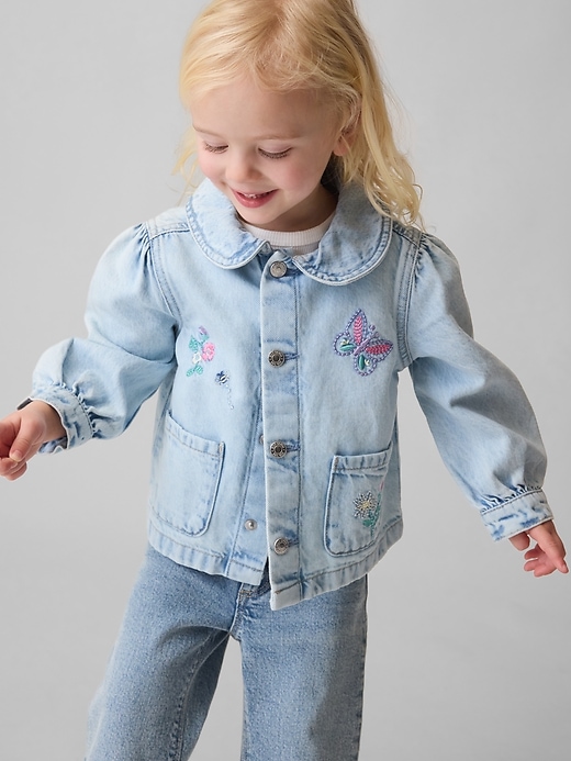 Image number 1 showing, Baby & Toddler Denim Embroidered Chore Jacket