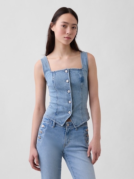 Image number 1 showing, Denim Corset Top