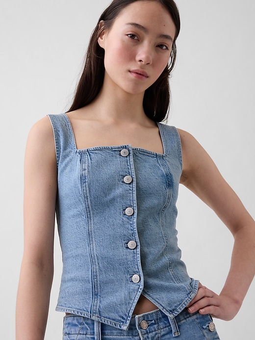 Image number 4 showing, Denim Corset Top