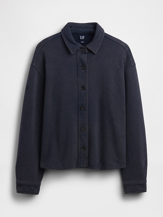Image number 5 showing, French Terry Oversized Button-Front Shirt