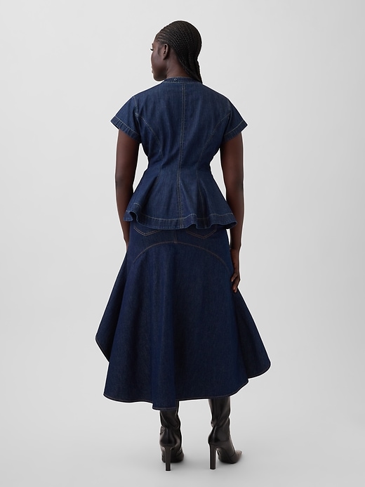 Image number 2 showing, Gap × HFR Ruffle Denim Midi Skirt by IGDALYAH