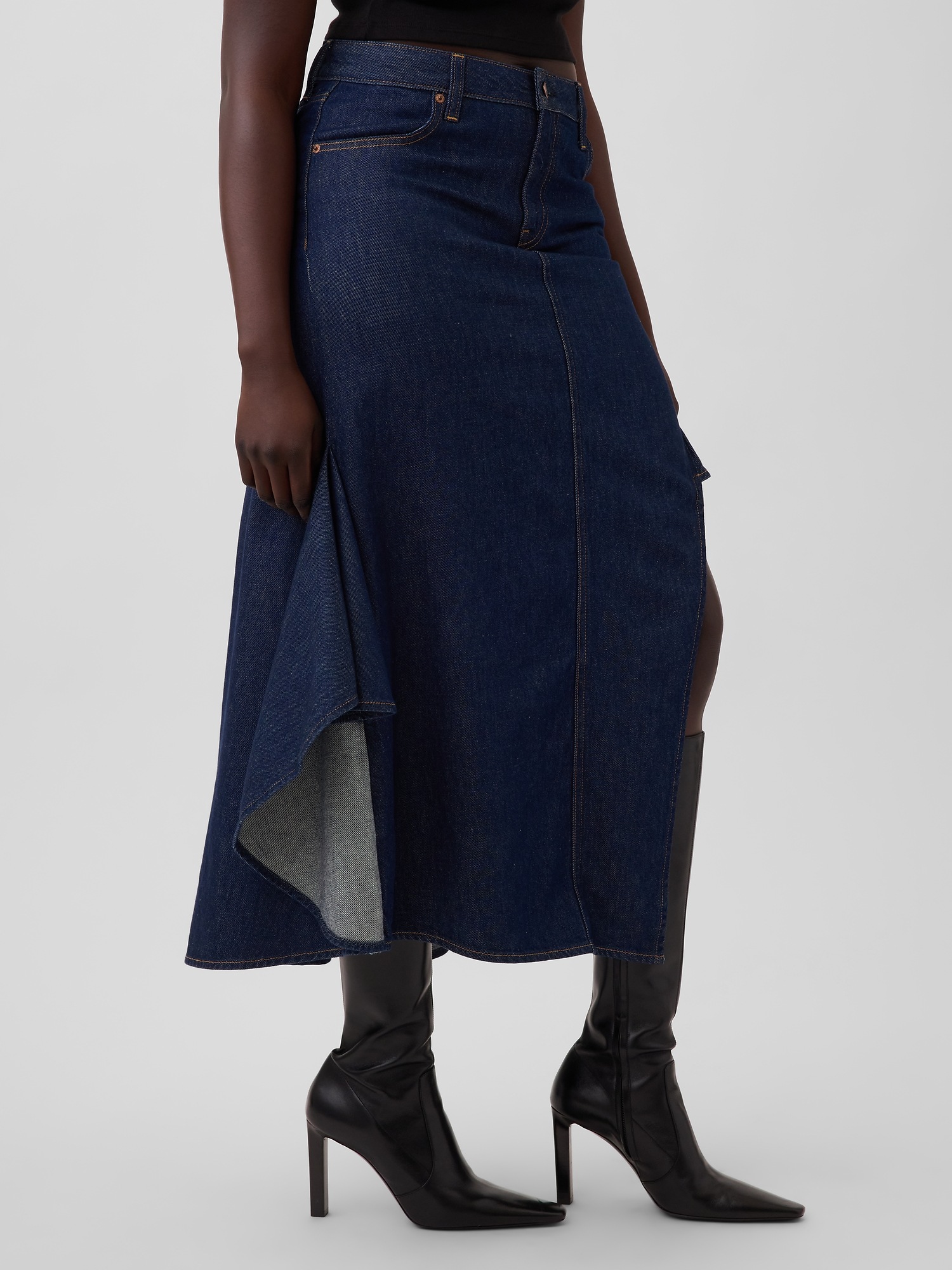 Женские юбки Gap × HFR Ruffle Denim Midi Skirt by IGDALYAH — фото 3