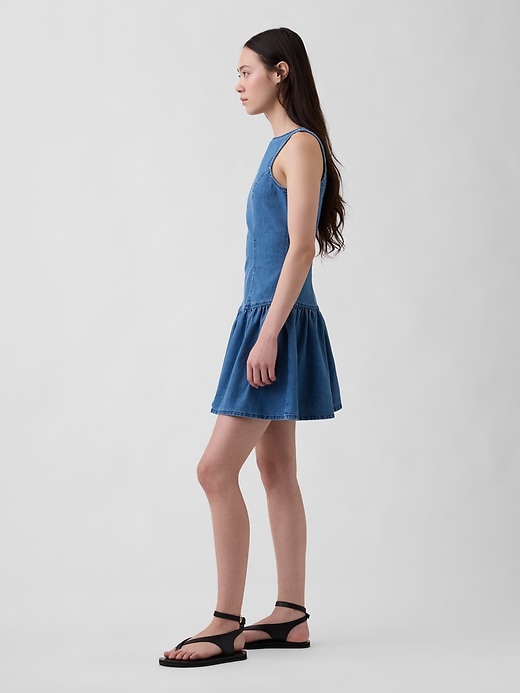 Image number 3 showing, Denim Drop-Waist Mini Dress