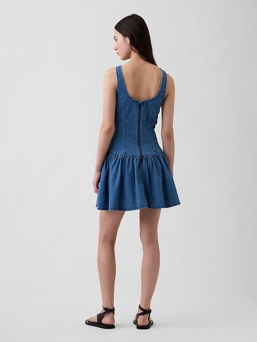 Image number 2 showing, Denim Drop-Waist Mini Dress