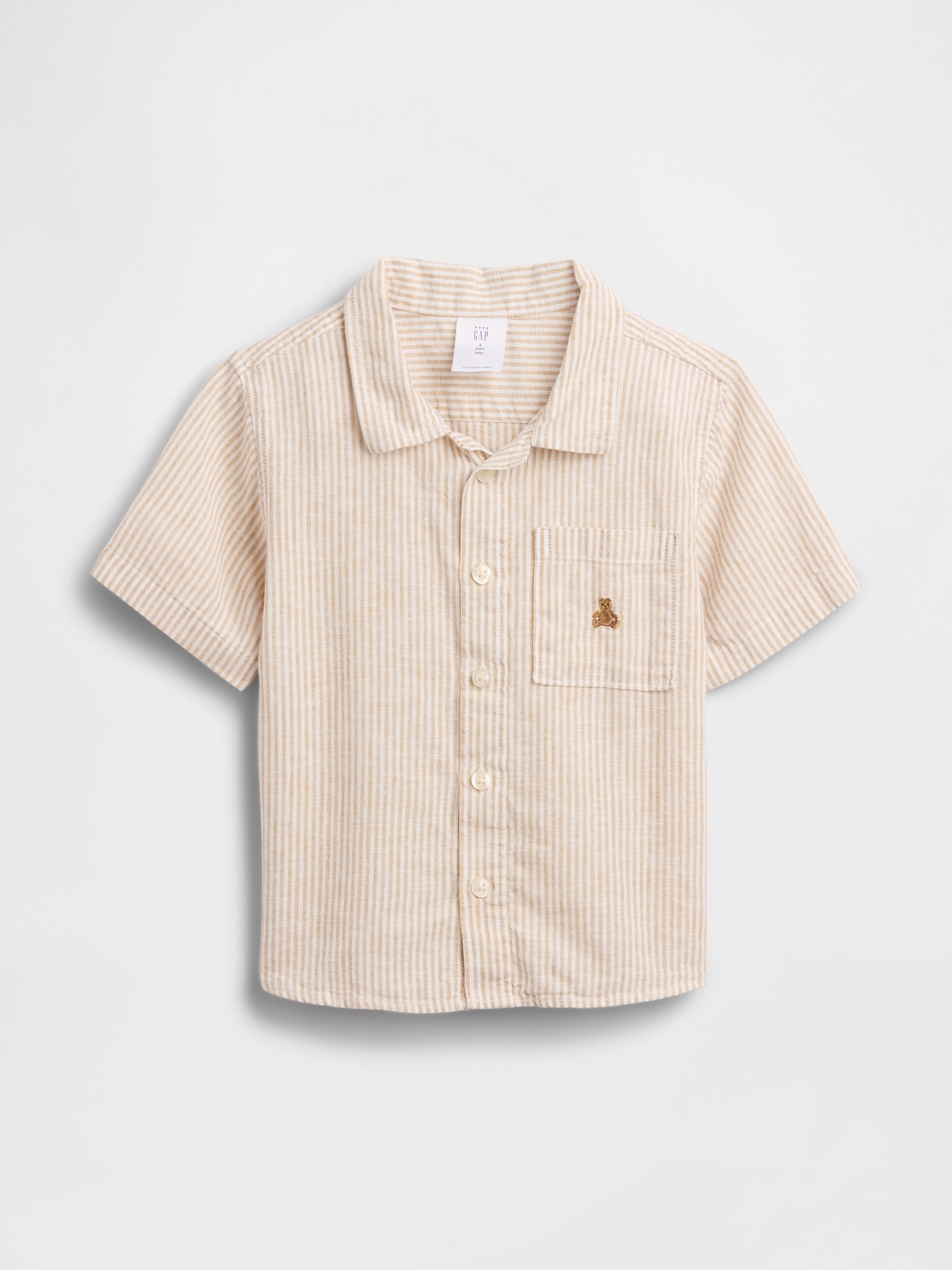 Рубашка Gap Linen-Cotton Shirt для малышей, цвет: Коричневый полосатый — фото 2