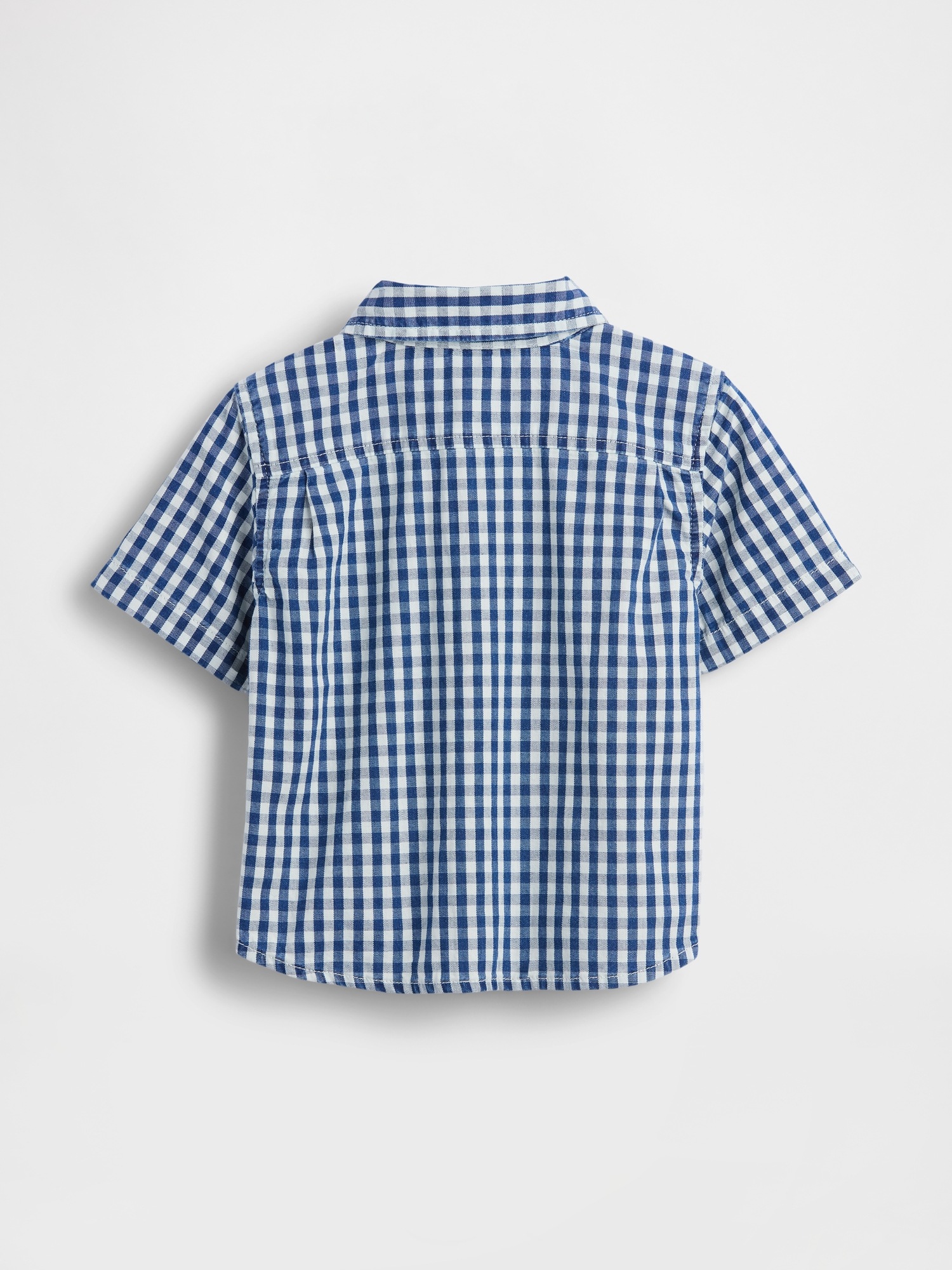 Рубашка Gap Gingham Denim Big Shirt для малышей, цвет: Индиго в мелкую клетку — фото 3