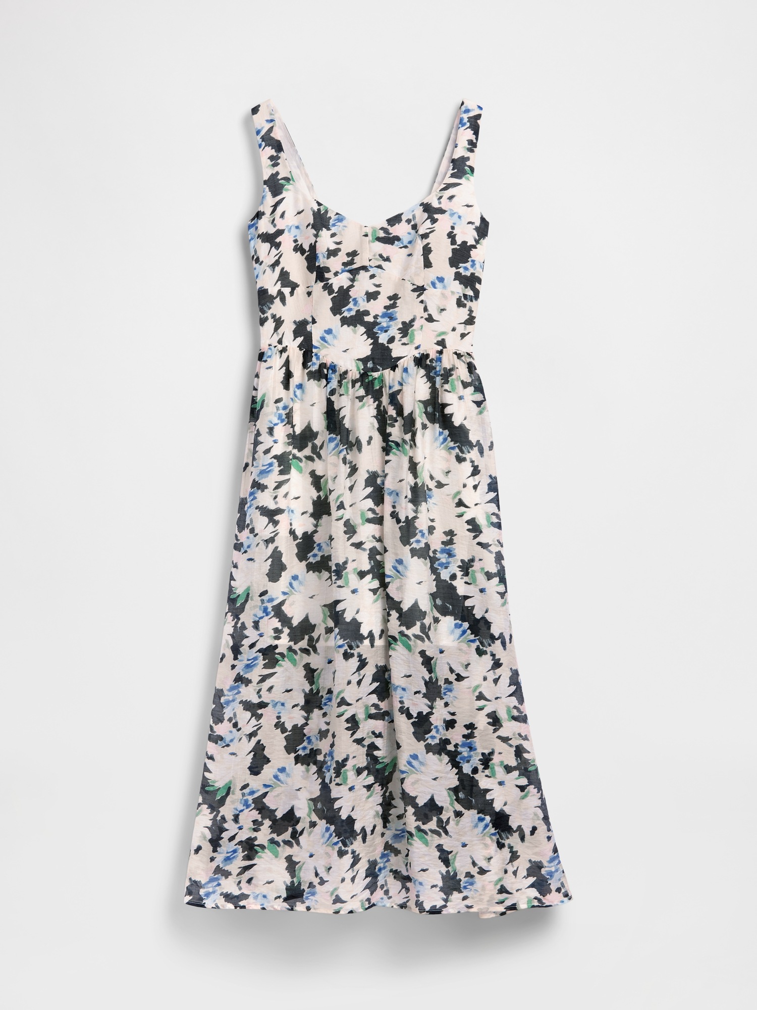 Женское платье Gap Eyelet Seamed Drop-Waist Maxi, цвет: Чёрный / Синий — фото 5