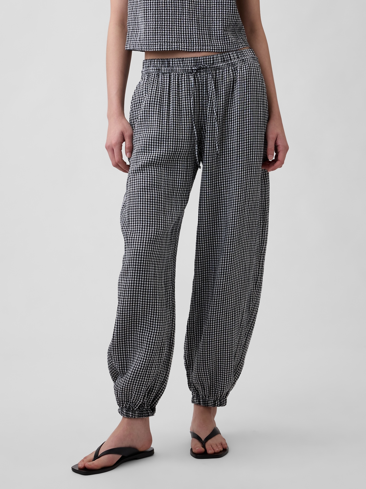 Cotton Gauze Denim Easy Barrel Joggers