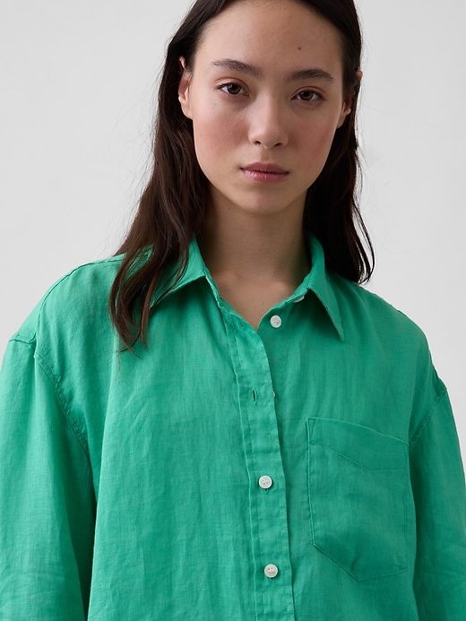 Image number 4 showing, 100% Linen Oversized Shirt