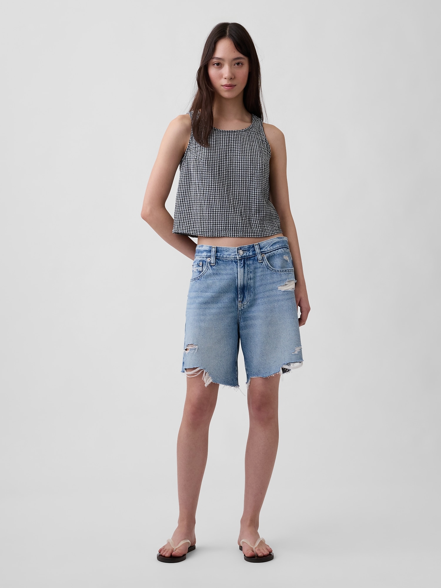 Cotton Gauze Racer Shell Tank Top | Gap