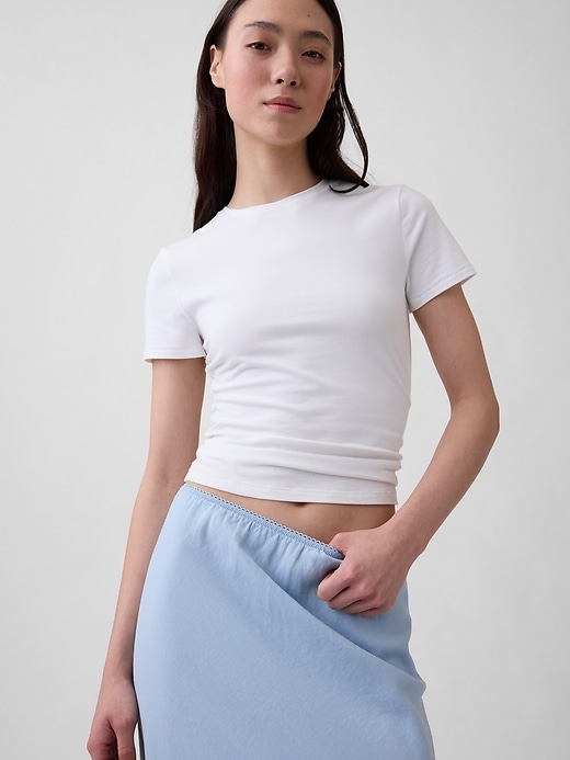 Image number 4 showing, Linen-Blend Lace-Trim Mini Skirt
