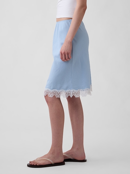 Image number 3 showing, Linen-Blend Lace-Trim Mini Skirt