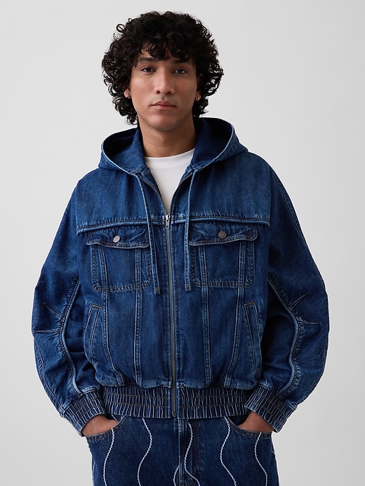 Image number 1 showing, Gap × HFR Denim Zip Hoodie by Daveed Baptiste
