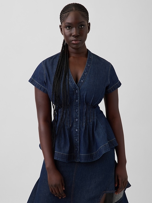 Image number 1 showing, Gap × HFR Denim Peplum Shirt by IGDALYAH