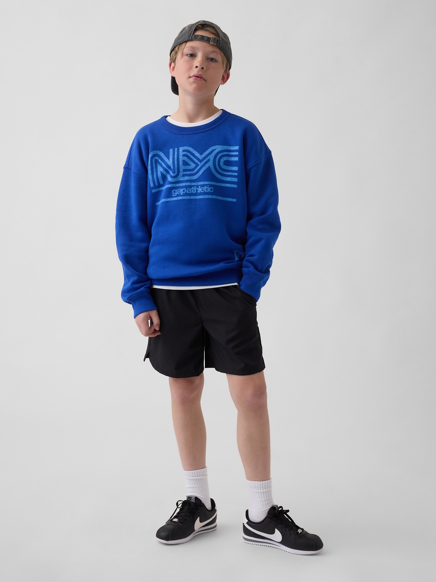 Детские толстовки Gap Relaxed Graphic, цвет: Синий — фото 4