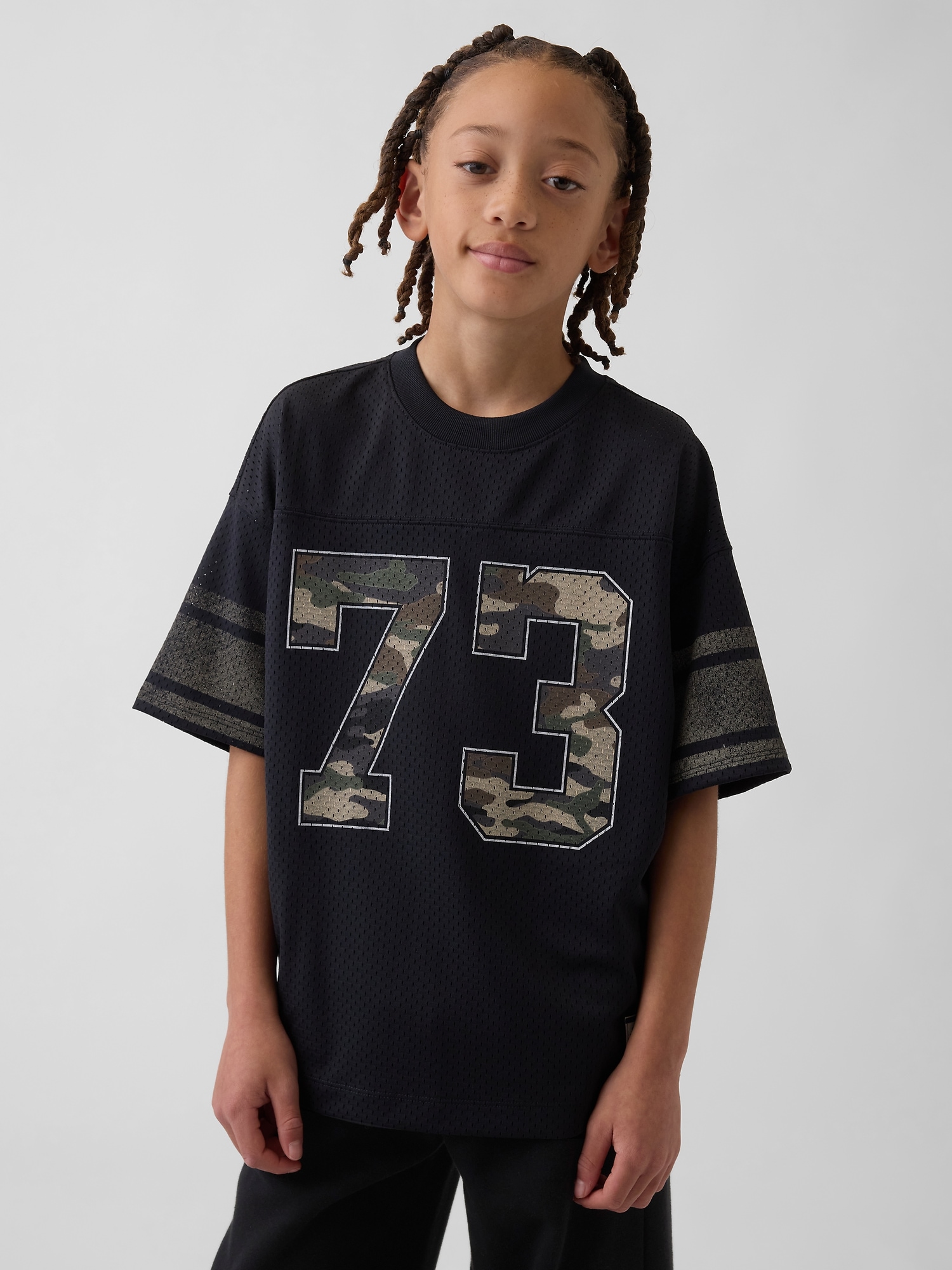 Kids Mesh Oversized Graphic Jersey T-Shirt