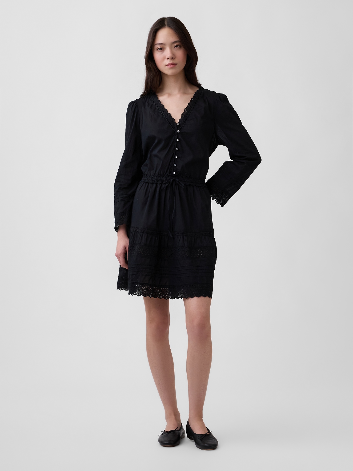 Lace-Trim Mini Dress