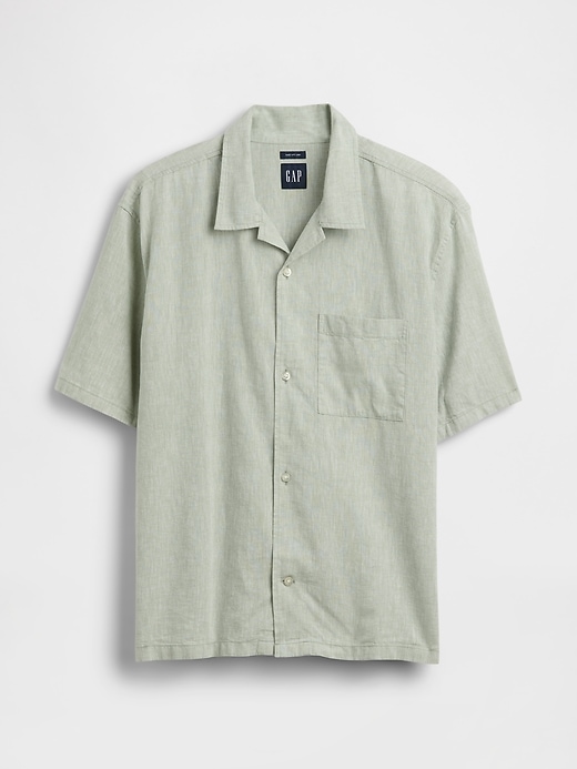 Image number 3 showing, Linen-Cotton Relaxed Straight-Hem Shirt