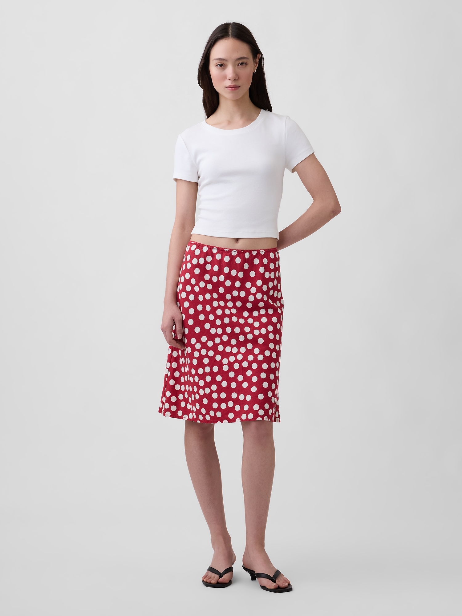 Linen-Blend Dotted Skirt