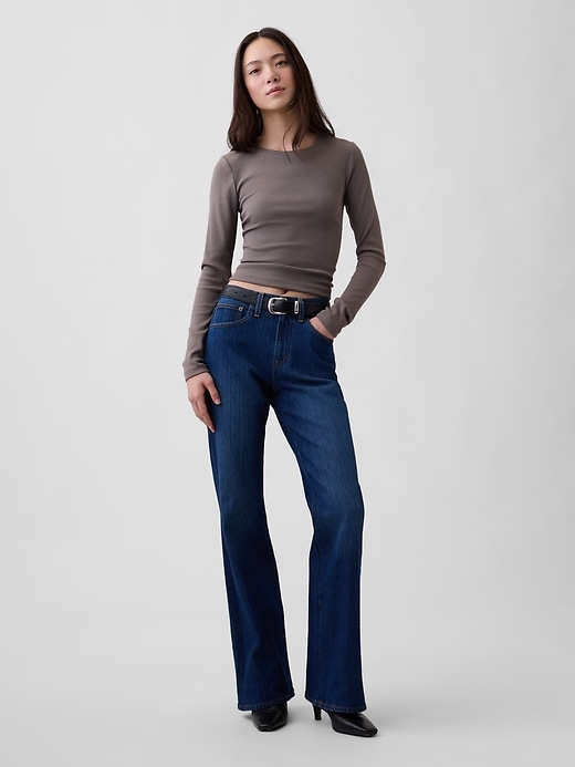 Image number 1 showing, Mid Rise Relaxed Flare Jeans