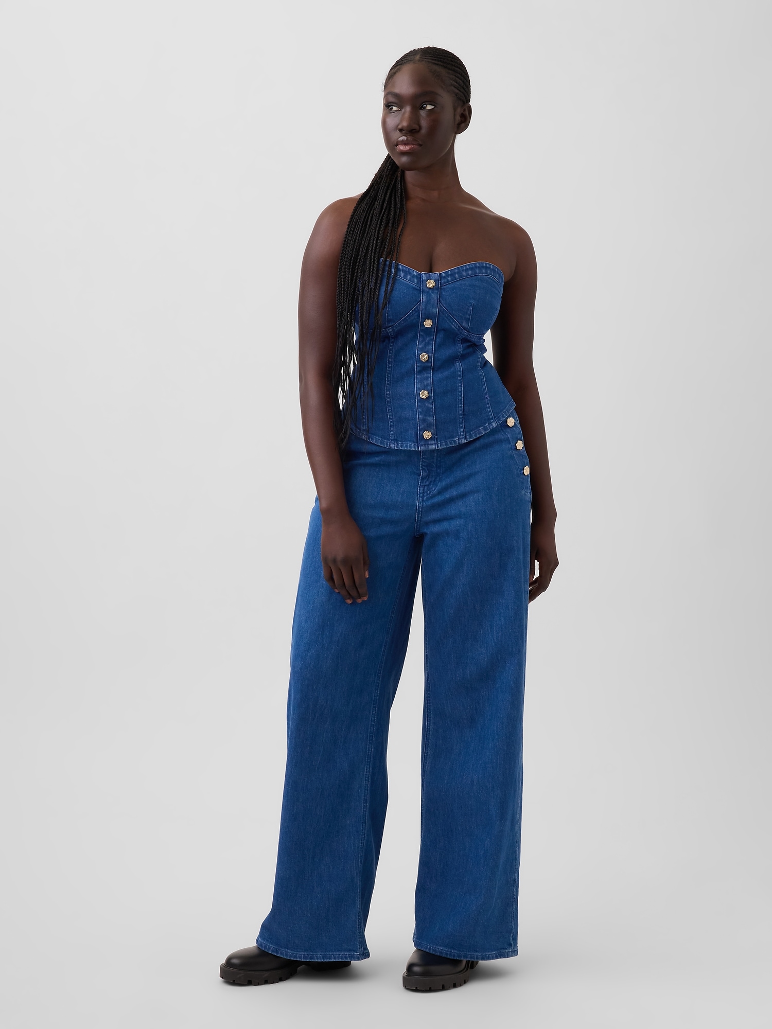 Женские джинсы Gap × HFR High Rise Pintuck Stride Wide-Leg Jeans by Atelier Ndigo