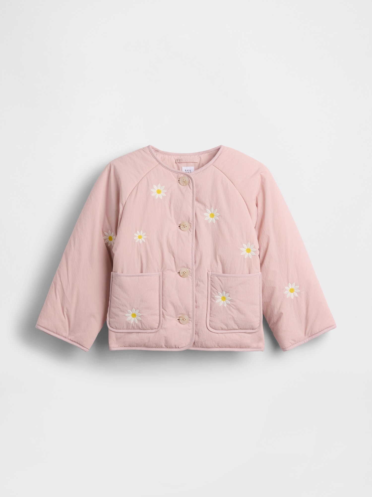 Gap Baby & Toddler Floral Embroidered Quilted Jacket In Pink