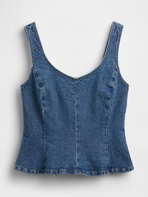 Image number 6 showing, Denim Fitted Peplum Top